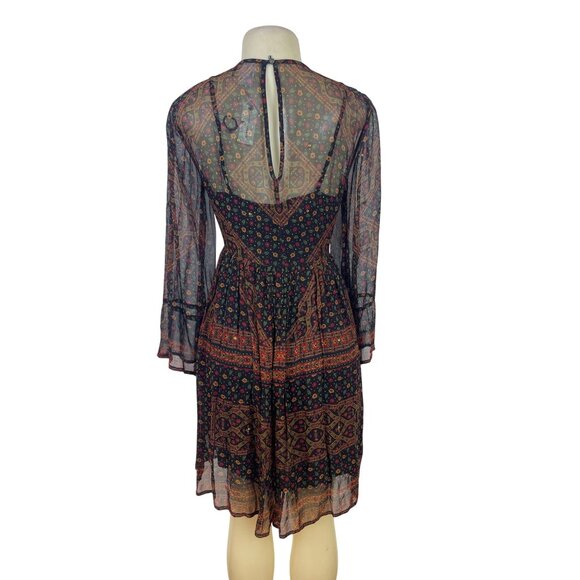 Akemi + Kin Women’s Black Sheer Mini Dress With Embroidery Sz S - New - Picture 5 of 11